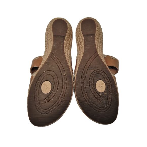 Clarks Artisan Collection Brown Leather Espadrille Slide Sandals - Picture 8 of 13